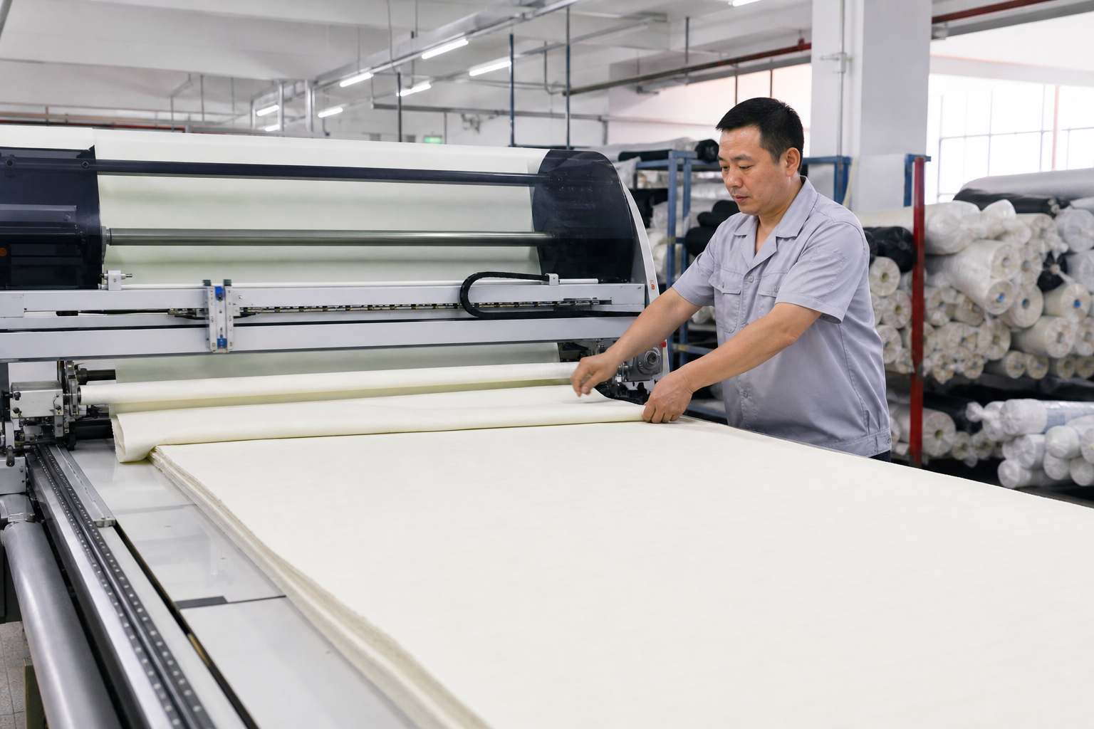 Garment fabric spreading workshop visual concept